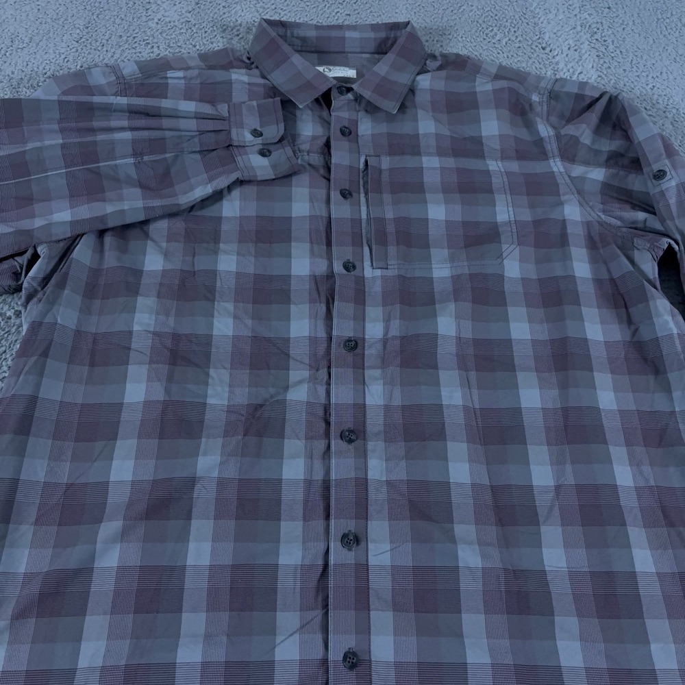 Gander Mountain Guide Series Shirt‎ Mens 2XL Gray Plaid Roll Tab Hiking Fishing